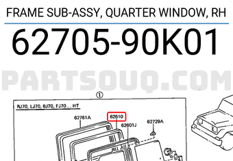 Toyota 6270590K01 FRAME SUB-ASSY, QUARTER WINDOW, RH
