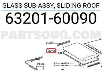 Toyota 6320160090 GLASS SUB-ASSY, SLIDING ROOF