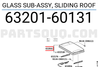 Toyota 6320160131 GLASS SUB-ASSY, SLIDING ROOF