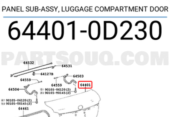 Toyota 644010D230 PANEL SUB-ASSY, LUGGAGE COMPARTMENT DOOR