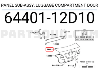 Toyota 6440112D10 PANEL SUB-ASSY, LUGGAGE COMPARTMENT DOOR