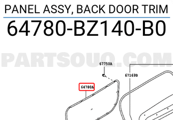 Toyota 64780BZ140B0 PANEL ASSY, BACK DOOR TRIM
