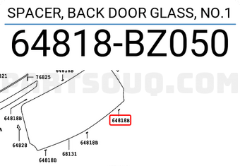 Toyota 64818BZ050 SPACER, BACK DOOR GLASS, NO.1