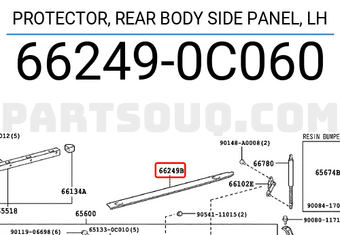 Toyota 662490C060 PROTECTOR, REAR BODY SIDE PANEL, LH