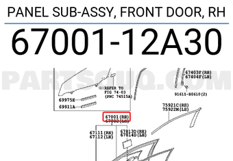 Toyota 6700112A30 PANEL SUB-ASSY, FRONT DOOR, RH