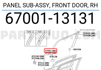 Toyota 6700113131 PANEL SUB-ASSY, FRONT DOOR, RH