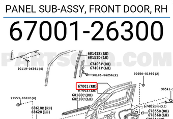 Toyota 6700126300 PANEL SUB-ASSY, FRONT DOOR, RH