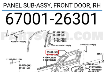 Toyota 6700126301 PANEL SUB-ASSY, FRONT DOOR, RH