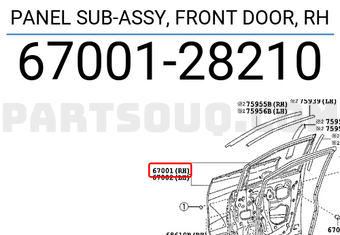 Toyota 6700128210 PANEL SUB-ASSY, FRONT DOOR, RH