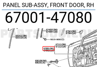 Toyota 6700147080 PANEL SUB-ASSY, FRONT DOOR, RH