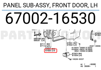 Toyota 6700216530 PANEL SUB-ASSY, FRONT DOOR, LH