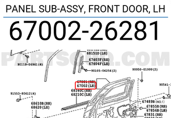 Toyota 6700226281 PANEL SUB-ASSY, FRONT DOOR, LH