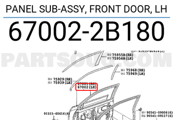Toyota 670022B180 PANEL SUB-ASSY, FRONT DOOR, LH