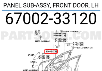 Toyota 6700233120 PANEL SUB-ASSY, FRONT DOOR, LH