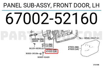 Toyota 6700252160 PANEL SUB-ASSY, FRONT DOOR, LH