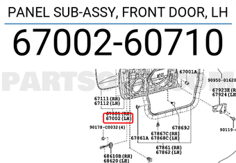 Toyota 6700260710 PANEL SUB-ASSY, FRONT DOOR, LH