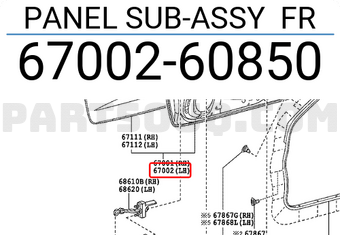 Toyota 6700260850 PANEL SUB-ASSY FR