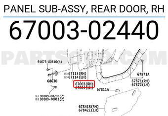 Toyota 6700302440 PANEL SUB-ASSY, REAR DOOR, RH