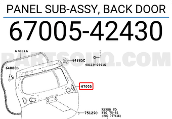 Toyota 6700542430 PANEL SUB-ASSY, BACK DOOR