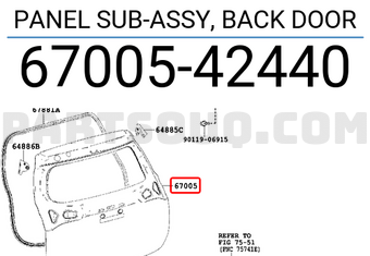 Toyota 6700542440 PANEL SUB-ASSY, BACK DOOR