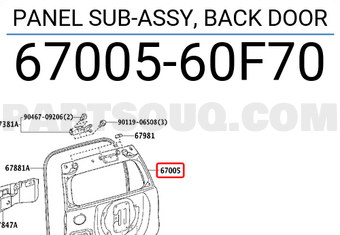 Toyota 6700560F70 PANEL SUB-ASSY, BACK DOOR