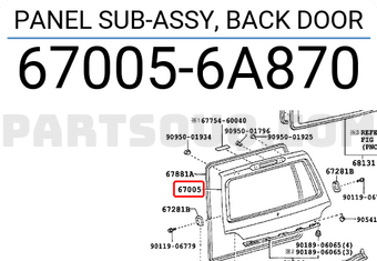 Toyota 670056A870 PANEL SUB-ASSY, BACK DOOR