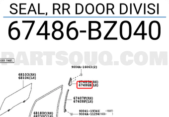 Toyota 67486BZ040 SEAL, RR DOOR DIVISI