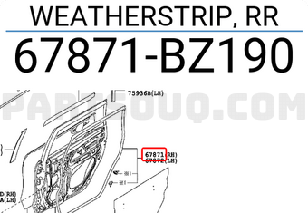 Toyota 67871BZ190 WEATHERSTRIP, RR