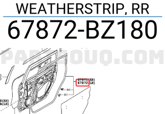 Toyota 67872BZ180 WEATHERSTRIP, RR