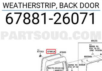 Toyota 6788126071 WEATHERSTRIP, BACK DOOR