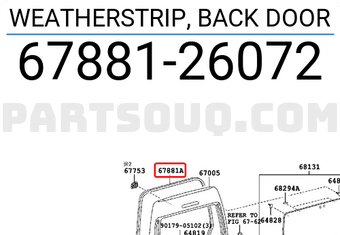 Toyota 6788126072 WEATHERSTRIP, BACK DOOR