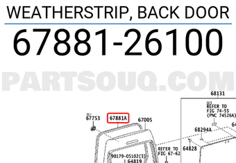 Toyota 6788126100 WEATHERSTRIP, BACK DOOR