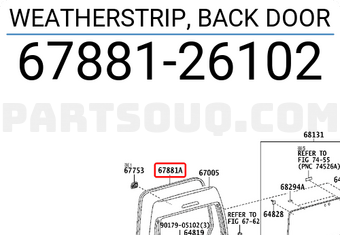 Toyota 6788126102 WEATHERSTRIP, BACK DOOR