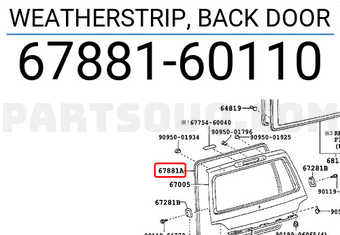 Toyota 6788160110 WEATHERSTRIP, BACK DOOR