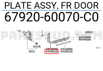 Toyota 6792060070C0 PLATE ASSY, FR DOOR