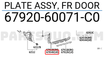 Toyota 6792060071C0 PLATE ASSY, FR DOOR