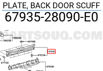 Toyota 6793528090E0 PLATE, BACK DOOR SCUFF
