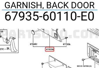 Toyota 6793560110E0 GARNISH, BACK DOOR