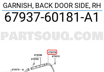 Toyota 6793760181A1 GARNISH, BACK DOOR SIDE, RH