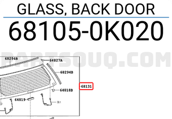 Toyota 681050K020 GLASS, BACK DOOR