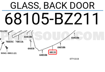 Toyota 68105BZ211 GLASS, BACK DOOR
