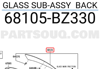 Toyota 68105BZ330 GLASS SUB-ASSY BACK