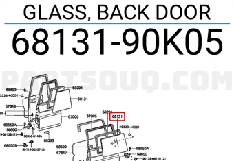 Toyota 6813190K05 GLASS, BACK DOOR