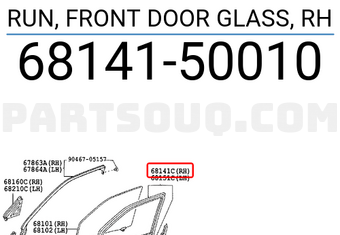 Toyota 6814150010 RUN, FRONT DOOR GLASS, RH