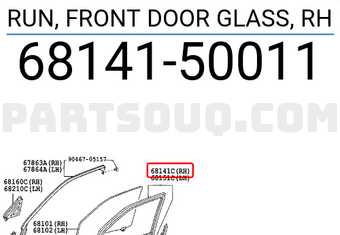 Toyota 6814150011 RUN, FRONT DOOR GLASS, RH