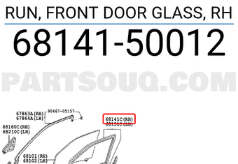 Toyota 6814150012 RUN, FRONT DOOR GLASS, RH