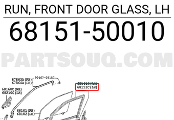 Toyota 6815150010 RUN, FRONT DOOR GLASS, LH