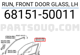 Toyota 6815150011 RUN, FRONT DOOR GLASS, LH