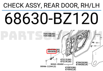 Toyota 68630BZ120 CHECK ASSY, REAR DOOR, RH/LH