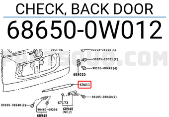 Toyota 686500W012 CHECK, BACK DOOR